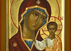 Икона Казанской Божией Матери на кипарисе